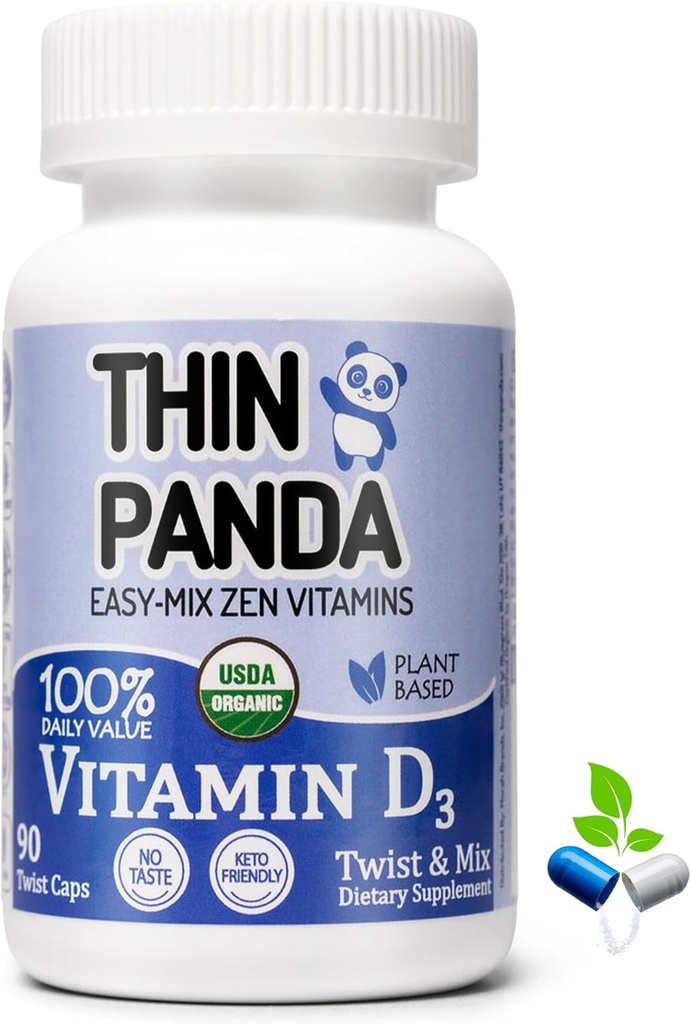 100% Organiskais vitamīns D3 Papildinājums -100 % Jūsu RDA -- Stipriem kauliem un veselīgai imunitātei - Unikāls Twist & Mix Dizains -- ĢMO Gluten Vegan & Garša bezmaksas -- Pieaugušie un bērni laikmeti 4 & vecāki - 90 Kalpo