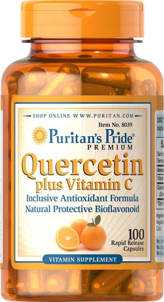 Puritan's Pride Premium Quercetin Dihidrāts Plus vitamīns C 1400mg, Diētiskā papildinājums veselīgai imūnās sistēmas, sirds, un kopējais veselības atbalsts, 100 ātras atbrīvošanas kapsulas