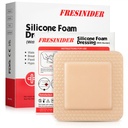 FRESINIDER Silikona putas Dressing ar Adhesive robežu – Brūces Dressing Bandage – Silikona putu Pad – Iepakojums 10 – 4 x 4 collas Lieli ūdensnecaurlaidīgi saites – Pašadhesive brūces aprūpi un Dressing