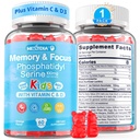 Fosfatidilserīna papildinājums 100mg, Focus Gummies bērniem pusaudžiem + vitamīns C & D3 400IU, bez cukura Kids smadzeņu Gumies palielināt uzmanību un koncentrāciju, košļājamās, Vegan, bez lipekļa, nav GMO 60Cts