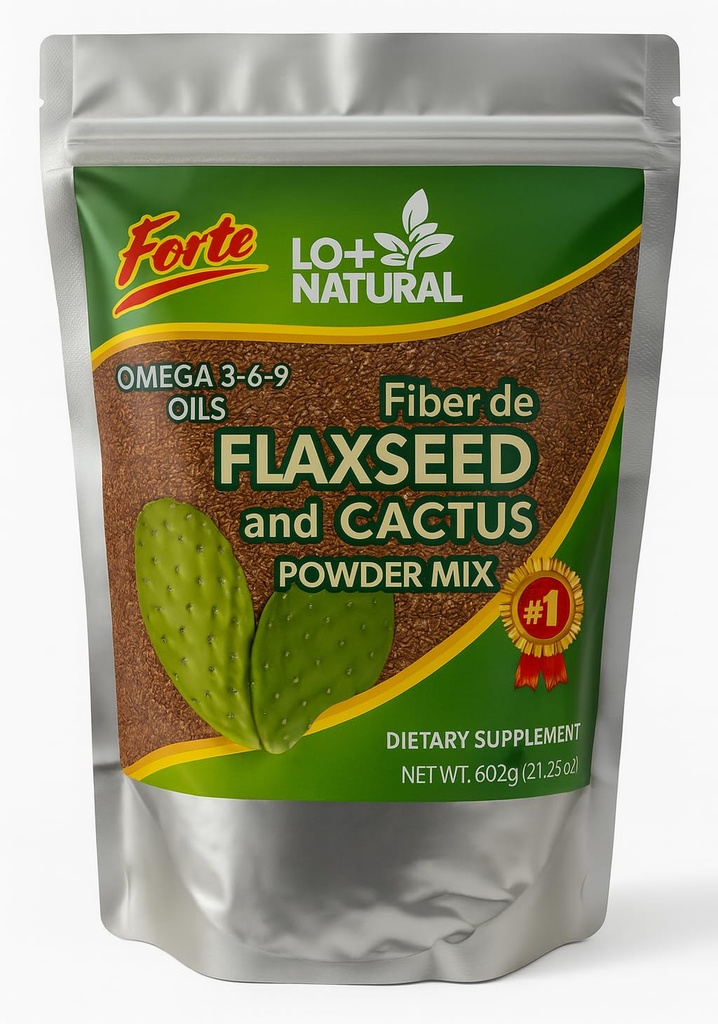Linaza con Nopal Forte – 8 oz – 100% dabīgs flaxseed & Nopal Cactus Powder – Fiber-Rich Gremošanas atbalsts – Zemes blend Diētiskā papildinājums – Vegan & Non-GMO
