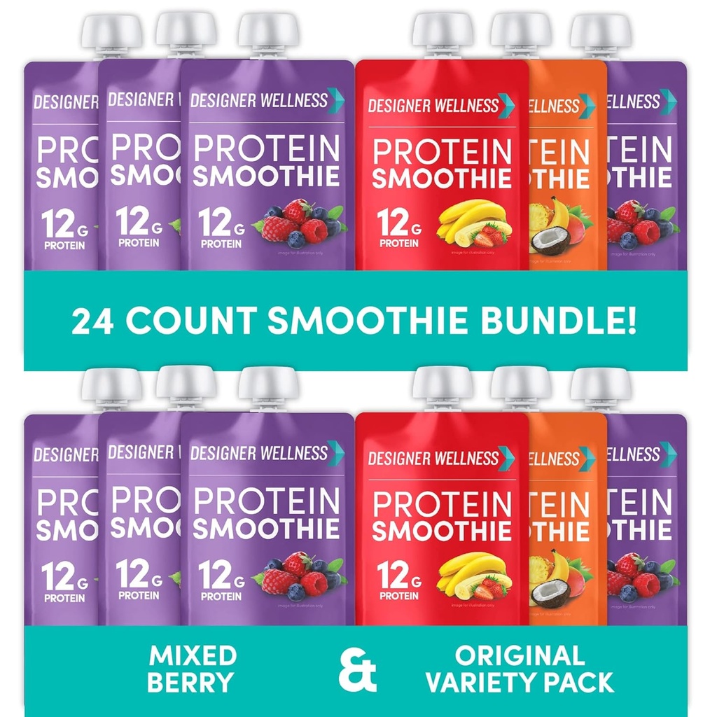 Dizainers Wellness Protein Smoothies Variety Pack un Jauktas Berry Bundle