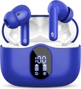 Bezvadu austiņas Bluetooth 5.3 Austiņas Bass Stereo Ausu Budi ar troksni Atcelt Mic LED Display in Ausu austiņas IP7 Ūdensizturīgs 36H Playtime for klēpjdatora Pad Telefoni Sports Workout Blue