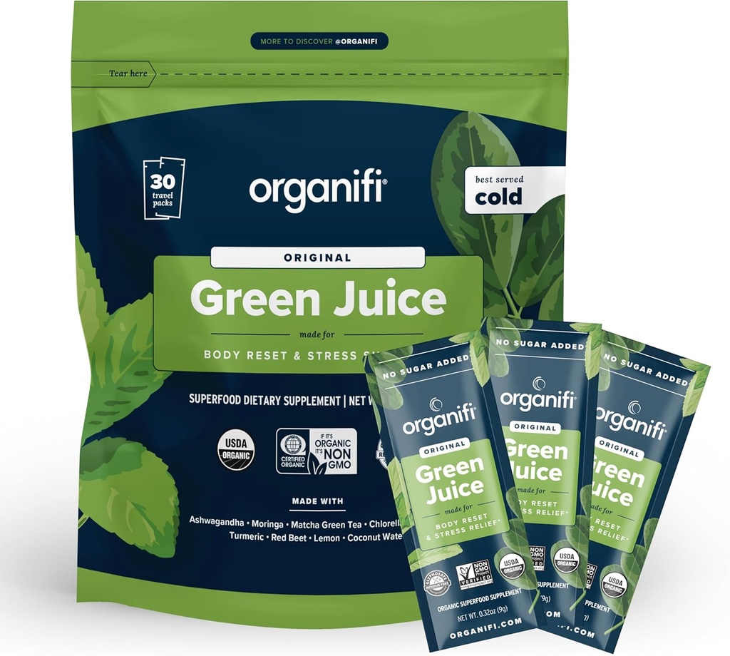 Organifiki: GO iepakojumi - zaļā sula - organiskās pārtikas papildinājums pulveris - 30 ceļojumu iepakojumi - Organic Vegan Greens - hidrāti un revitalizes