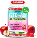 Ābolu sidrs Etiķis Gumijas, ātri ripped Keto ACV Gummies, Max Strength 2000mg, Formulēts ar zaļo tēju, B6 & B12, Probiotikas, ACV Metabolisma, Digestion, Detox & Cleanse, 60 Counts