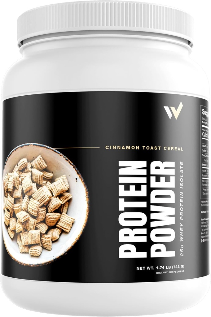 Sūkalu olbaltumvielu izolāta pulveris, ko Ashton Hall - Premium Cinnamon Toast Graudaugu uzliesmojums - zems Karbs, augsts olbaltumvielu krata muskuļu augšanu un atjaunošanos, iepakots ar 25g sūkalu proteīna uz skuju