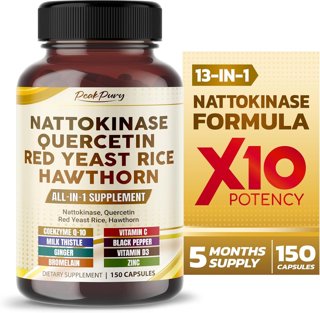 Nattokinase 5000FU Quercetin Red Yeast Rice Hawthorn - Kopumā Wellness Support - Ražots ASV