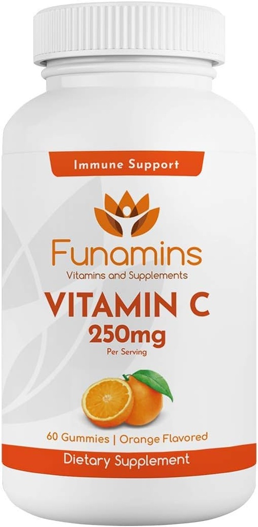 Vitamīns C Gumies, 250mg uz vienu Kalpotāju, 60 Grāfs, Vegan, Antioksidants, Imūnsupport, Muskuļi, Locītavas; bērniem un pieaugušajiem; Orange Flavor