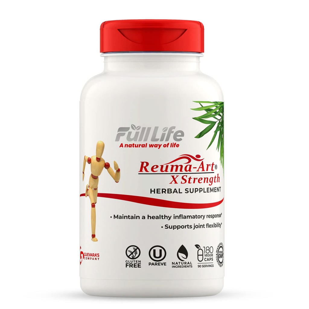 Full Life Reuma-Art X Stiprums – 400 mg augu bagātinātāji - atbalsta locītavu elastība – 180 Veggie kapsulas
