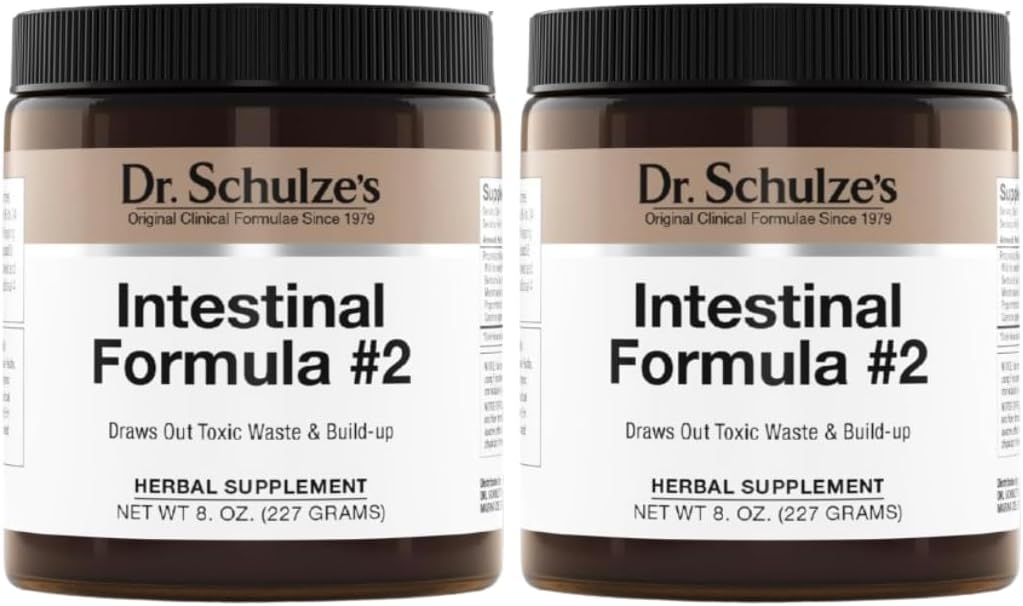 Dr. Schulze ir zarnu formula #2 - Attīrīšanas papildinājums Colon Health Support - Atbalsts ikdienas eliminācija - augu bāzes augu augu papildinājums - bez lipekļa & vegan - 8 oz (2-Pack)