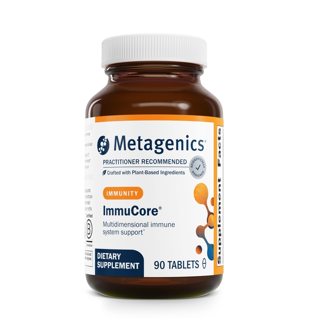 Metagēni ImmuCore - Imūnsupport ar vitamīniem C & D3, cinks, selēns un sēņu ekstrakti* - Antioksidants un respirators atbalsts* - Ne-GMO, bez lipekļa - 90 tabletes
