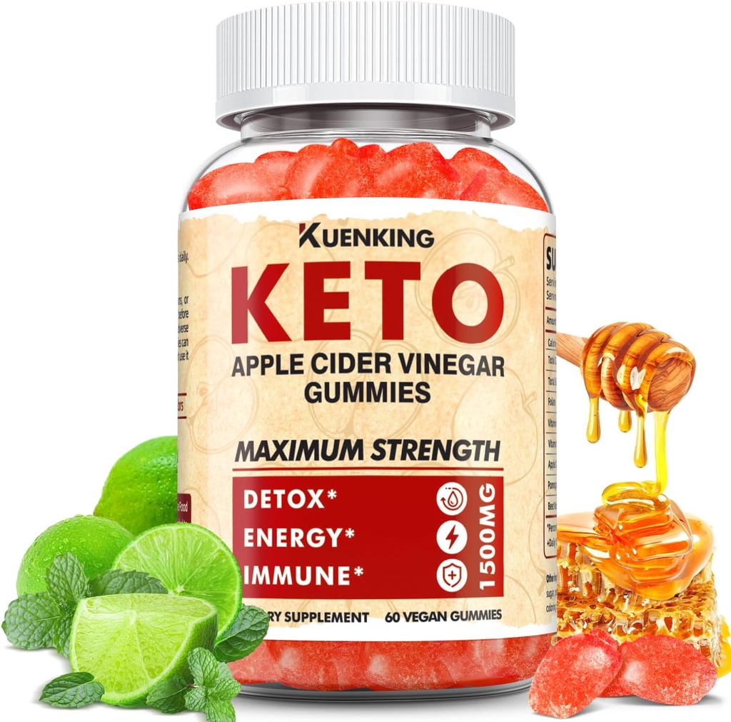 Keto ACV Gummies Advanced Formula, Apple Cider Etiķis Gumies Formulēts ar granātābolu biešu sulu pulveris B12, 1500MG Vegan Non ĢMO 56 Gumys
