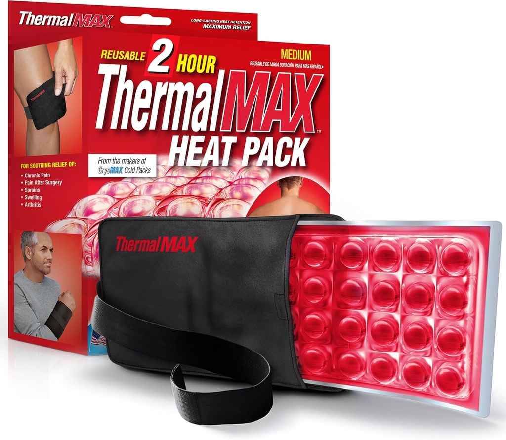 ThermalMax Atkārtoti lietojams siltuma iepakojums - Gara lastings, līdz 2 stundām ārstniecisks siltums, ātras sirdsdarbības atvieglojums ar regulējamām siksnām, labākais sāpju atvieglošanai, muskuļu komforts, celiņš, mugura, gūžas ķirurģija - vidēja