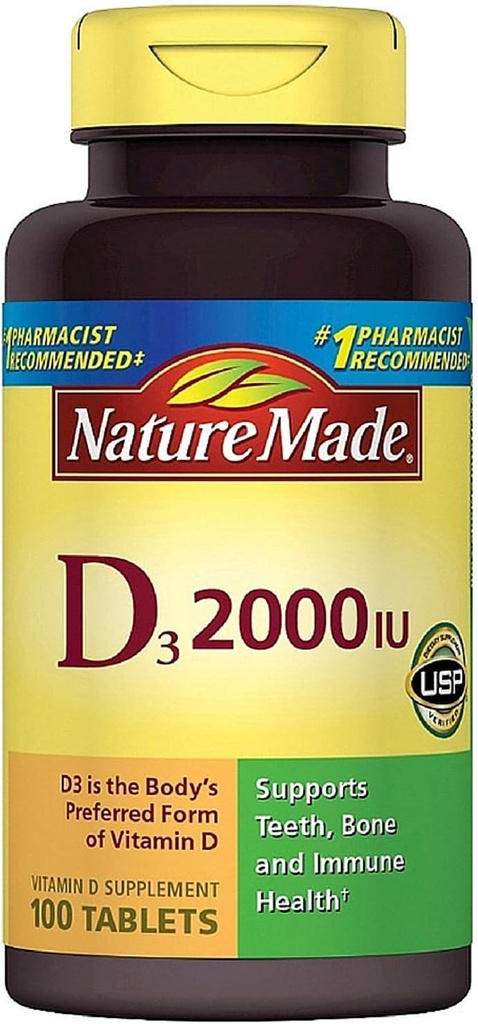 Dabā ražots D3 vitamīns 2000 SV tabletes 100 ea (iepakojums pa 11)