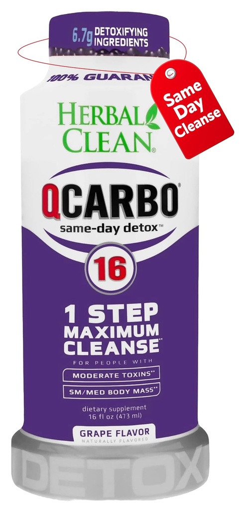 Ārstniecības augi Tīrs Qcarbo16 Detox tīrīšanas dzēriens (16 fl oz) - Vīnogu uzlējums Pilna ķermeņa tīrīšana* Detox dzēriens vidējam toksīnu līmenim*, B2 vitamīns un B12 vitamīns vīriešiem un sievietēm