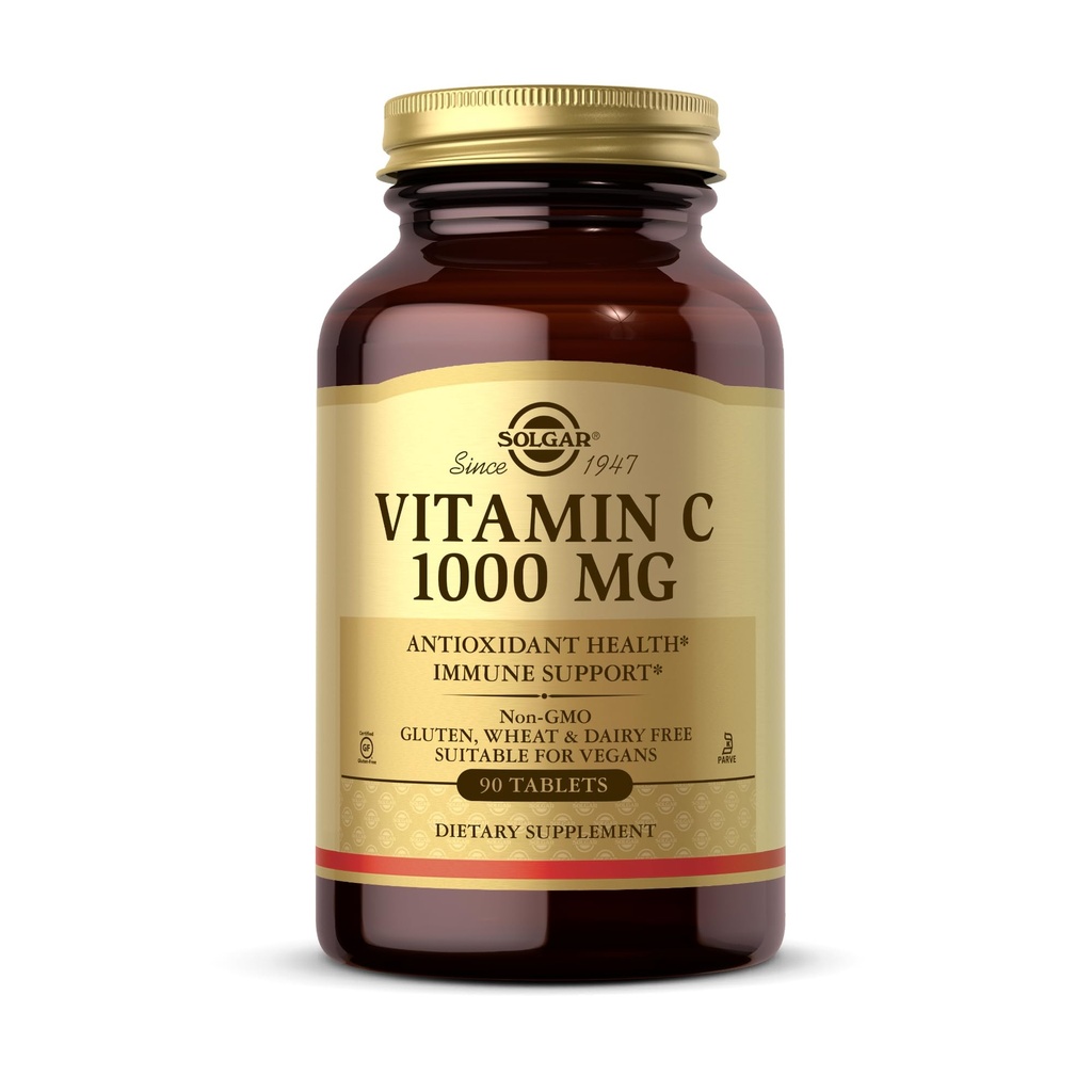 Solgar C vitamīns 1000 mg, 90 tabletes - Antioksidants un imūns atbalsts, vispārējā veselība, veselīga āda un locītavas - Bioflavonoids Papildinājums - ne-GMO, Vegan, bez lipekļa, Kosher - 90 Kalpo