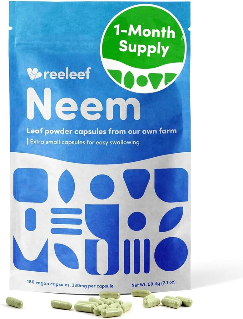 Pure Herbal Neem Leaf kapsulas - 180 Count 330 mg - bez piedevām - Vegan