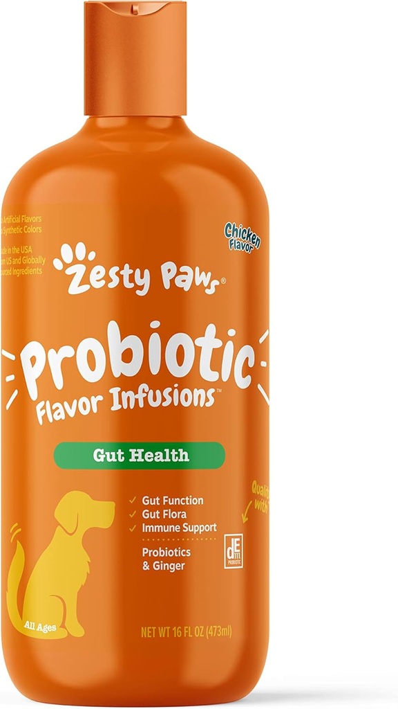 Zesty Paws Probiotic Flavor infūzijas suņiem – 500 miljoni KVV Probiotikas Gut Health & Flora – Atbalsta Imūnsistēma - Vistas Flavor