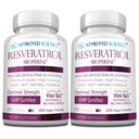 Apstiprināts Science® Resveratrol - 1000 mg Trans Resveratrol - 250 mg polifenola - 98% Tīrības līmenis - Ietver Bioperine® - 380 Vegan draudzīgas kapsulas - 2 pudeles