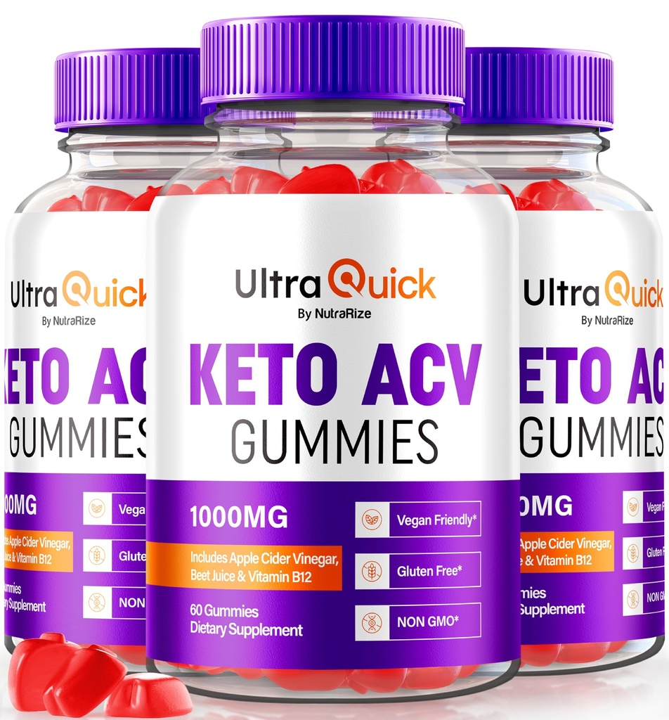 (3 Pack) Ultra Quick Keto ACV Gummies, Ultra Quick Keto ACV Gumies Svara zaudēšanas atbalsts, Natural Keto+ACV, Premium Keto Plus ACV Formula, Apple Cider Etiķis Gummy, Official UltraQuick (180 Gummies)