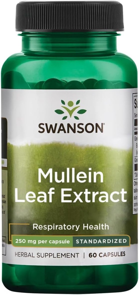 Swanson Mullein Leaf ekstrakts - standartizēts 250 mg 60 kapsulas