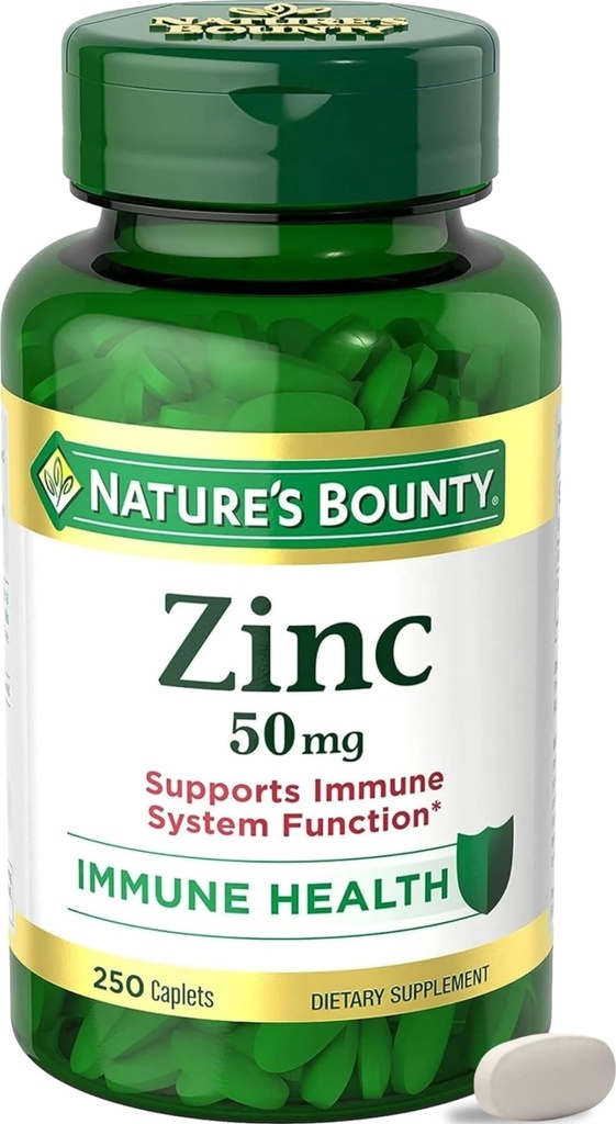 Nature’s Bounty Zinc 50mg Caplets, Immune Support, 250 ct