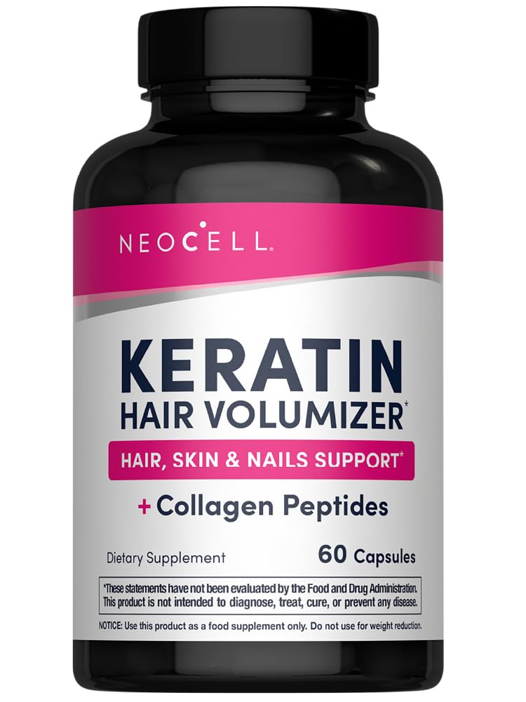 NeoCell keratīna mati Volumizer ar kolagēna, Amla ekstrakts un vitamīns C, matu un ādas papildinājums, kapsulas, 60 Skaits, 1 pudele
