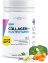 Livingood Daily kolagēna pulveris sievietēm un vīriešiem, Vanilla, zāles kausēts proteīns, hidrolizēti kolagēna peptīdi ar C vitamīnu un vairākiem vitamīniem matiem, āda, nagu un zarnu veselība, bez lipekļa, 30 Kalpo