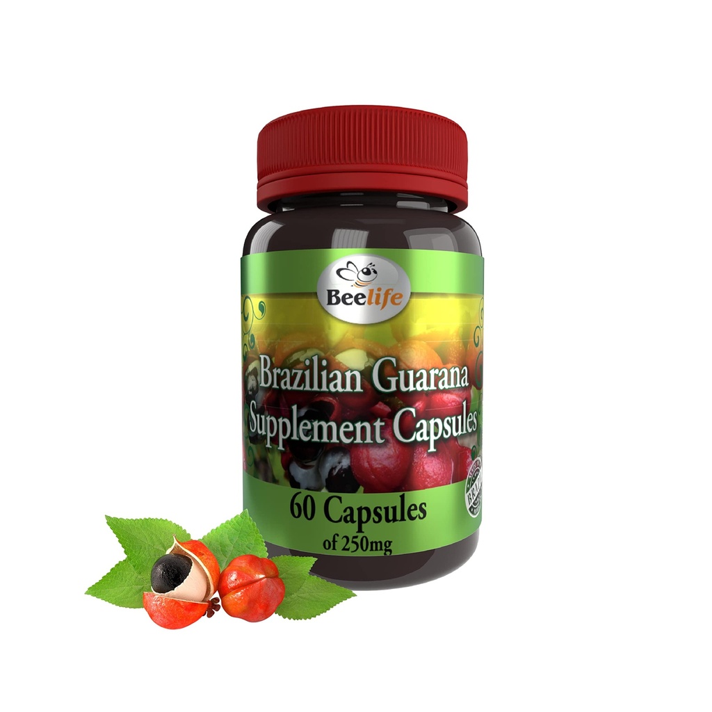 Bišu dzīve Brazīlijas Guarana kapsulas - dabas kofeīna piedevas no Brazīlijas - enerģijas un garīgo fokusu, muskuļu stipruma atbalsts - Zero Gluten, Nav cukura Pre Workout vīriešiem un sievietēm - 250mg 60 Caps