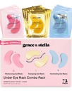 Grācija un stella zem acu maskas - samazināt tumšos lokus, piesūcinātas acis, zemacu somas, grumbas - gels zem acu patches, Vegan Cruelty-free Self Care (72 pāri, GoldPinkBlue)