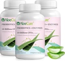 AloeCure Daily Probiotics 10 miljardi KVV gremošanas atbalstam 8 celmi, 6 Prebiotikas un enzīmi - Gremošanas papildinājums ar Bromelain sievietēm un vīriešiem - Gut atbalsts, Gremošanas atvieglojums, 30 Caps x 3btls