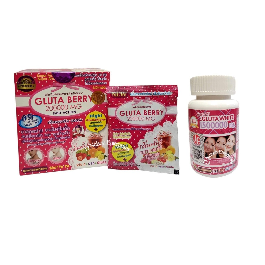 Gluta Berry Collagen Drink Punch & Supreme Gluta White Glutatione Taizeme