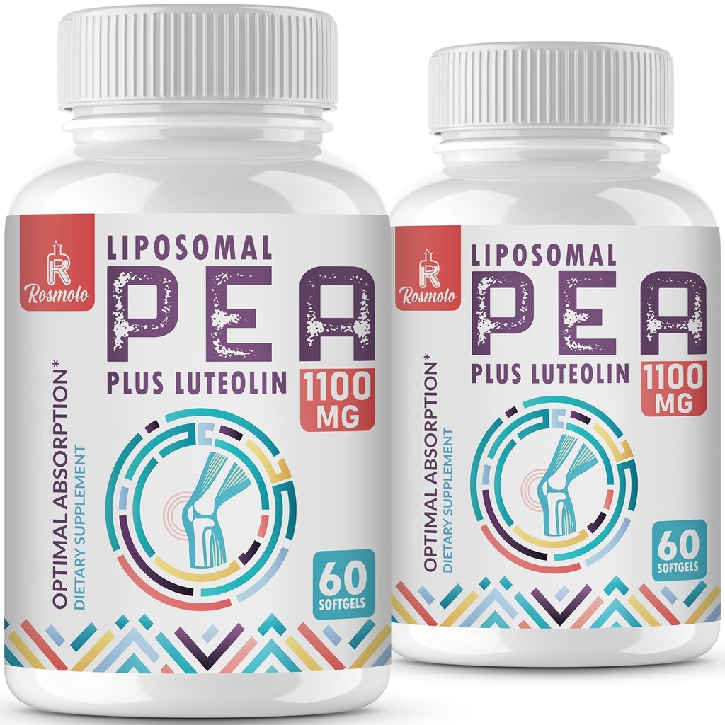 Liposomālais palmitoiletanolamīds 1000 mg + luteolīns 100 mg, mikronizēts pea 99% Ļoti attīrīts - Uzlabota absorbcija un bioloģiskā pieejamība, 120 softgeli
