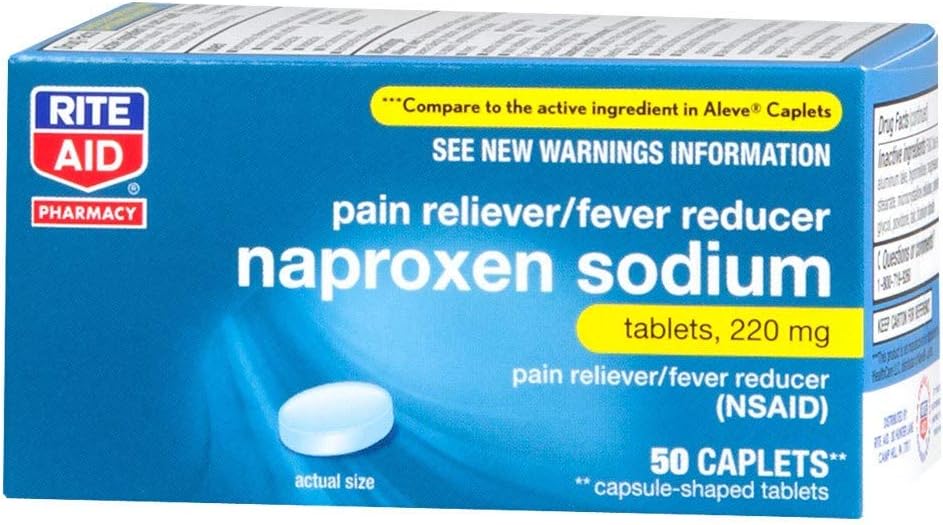 Rite Aid Naproxen Nātrija sāpes Reliefs tabletes, 220 mg Caplets - 50 Skaits NSAID Sāpes Reliever ; Sāpes Tabletes ; Atgriezties Sāpju Relief Products