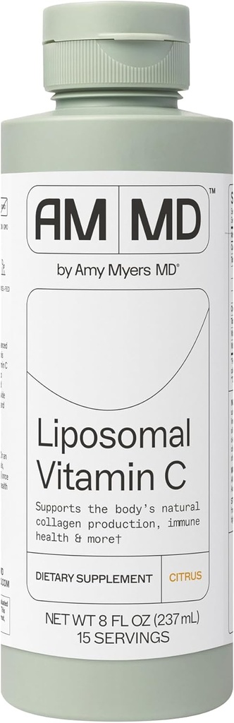 Amy Myers MD Liposomālais C vitamīns - ne-GMO augstas absorbcijas papildinājums imūnās sistēmas atbalstam un kolagēna ražošanai - bez lipekļa, bez piena un ne-sojas