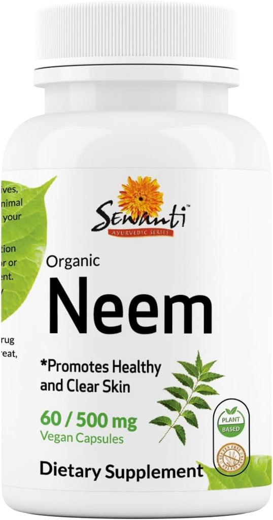 Sewanti Neem kapsulas - augstas aktivitātes ekstrakta kapsulas, augu papildinājums ādas veselībai un imūnās sistēmas atbalstam - Gremošanas līdzsvara kapsulas 500mg