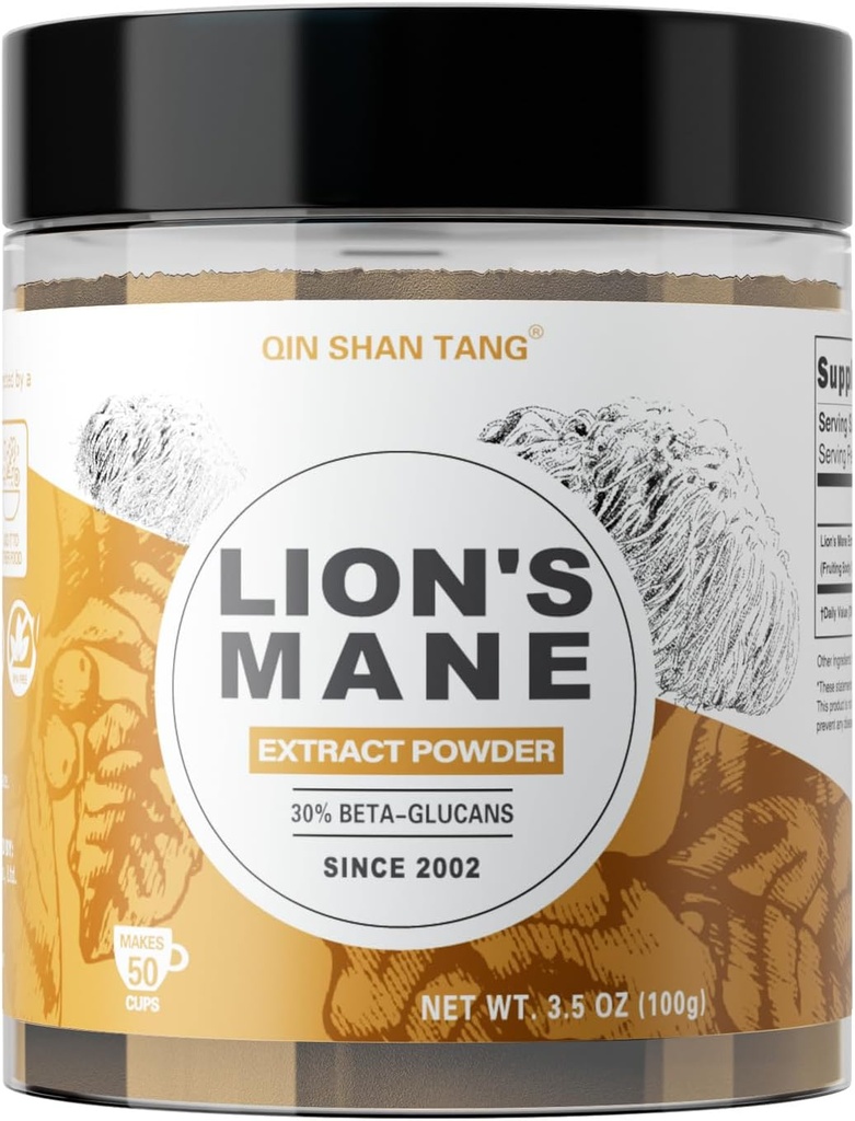 Lion's Mane sēņu pulveris, reāli augļķermeņa ekstrakts - 100g, smadzeņu papildinājums atmiņai un fokusam, 30% beta-glikānu
