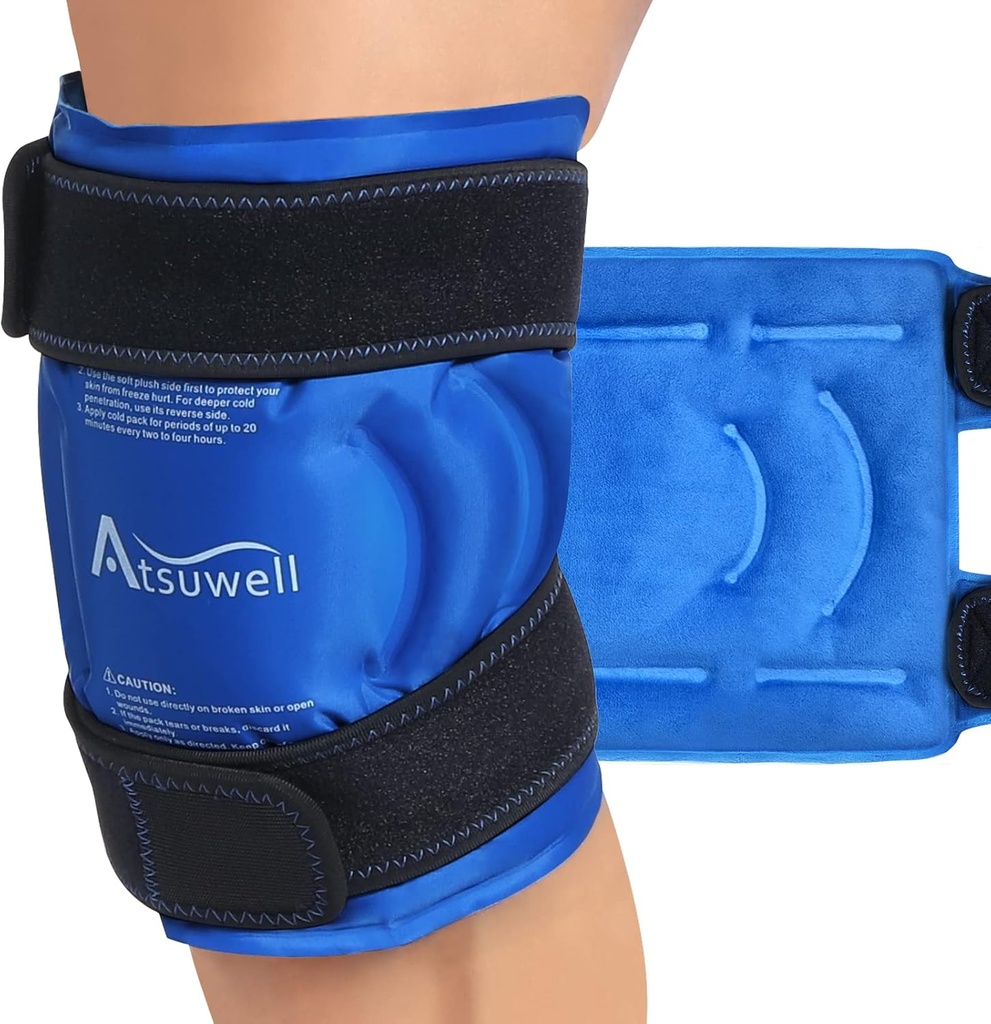 Atsuwell ledus iepakojums kājām, atkārtoti lietojamas gela uzmavas ceļam, elastīga aukstā saspiešana Aukstais iepakojums ceļam, Elbow, Shin, 1 iepakojums