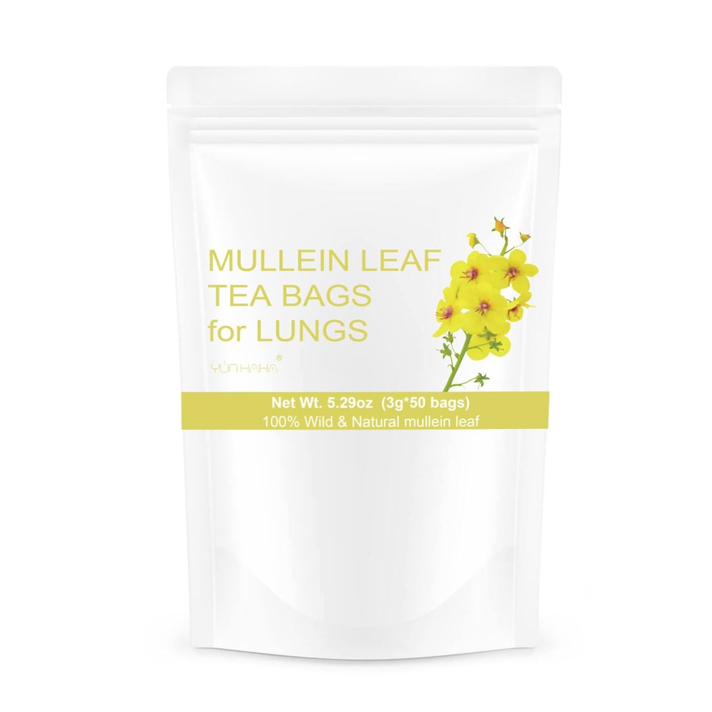 50 Mullein Leaf Tējas maisiņi Plaušu tīrīšanai Detox, Dabīgi žāvēts augu izcelsmes Mullen Mullin Leaf Tea Plaušu veselība elpot viegli, bez kafejnīcām, imūns atbalsts