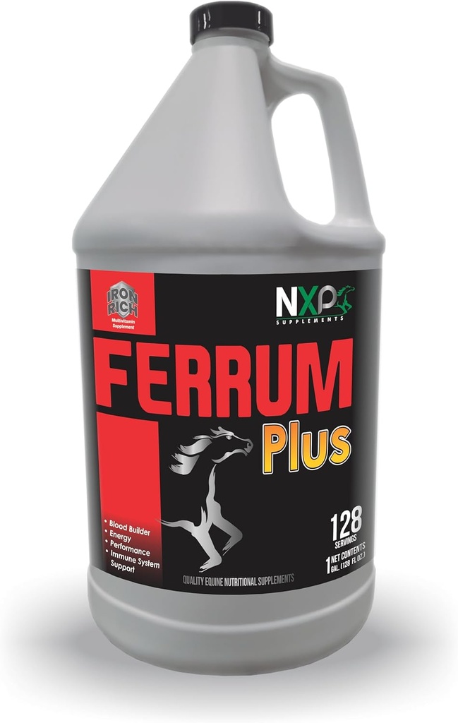 Ferrum Plus - Iron Rich Blood Support Energy Performance Imūnsistēmas atbalsts veiktspējas papildinājums zirgiem ar NXP papildinājumiem - 1 Gallon (128 oz)