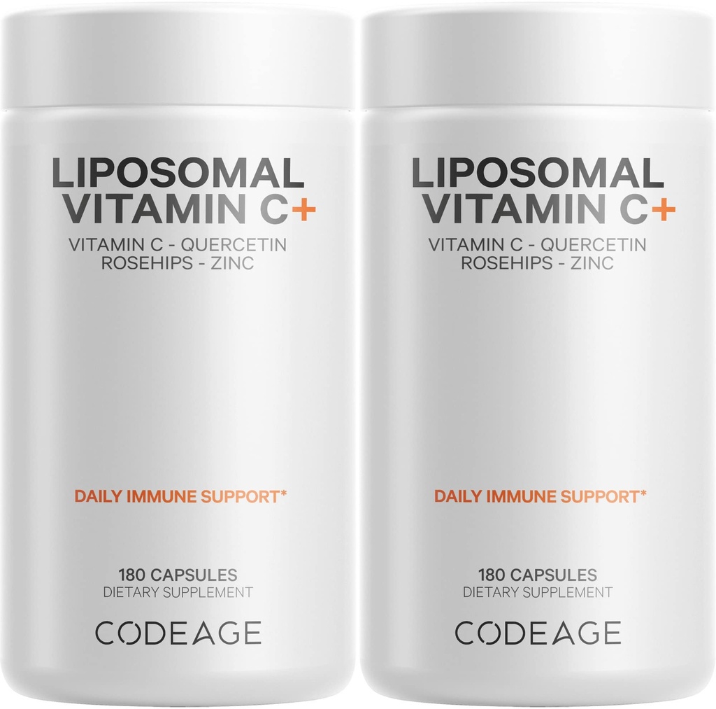 Kode Liposomālais vitamīns C 1500mg ar cinku, plūškoka augļiem, citrusu bioflavonoīdiem Greipfrūtiem, citronu, apelsīnu pulveri, kvercetīnu un rožu HIPS Augļi – Vegan Papildinājums - Ne-GMO, Vegan Tabletes - 2 iepakojumi