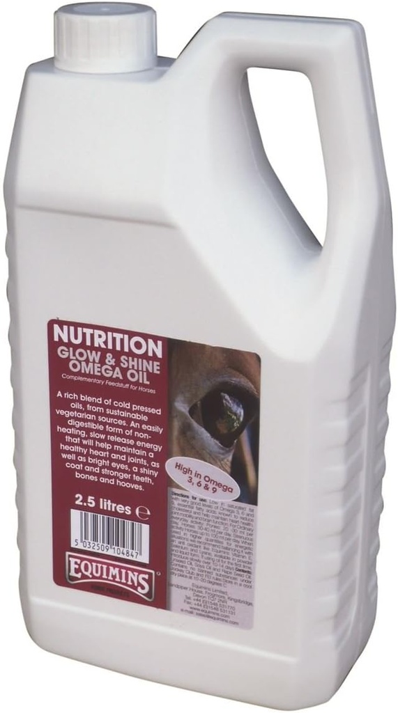 Glow and Shine Omega eļļa, Equimins, Zirgu barība un piedevas, 2.5L