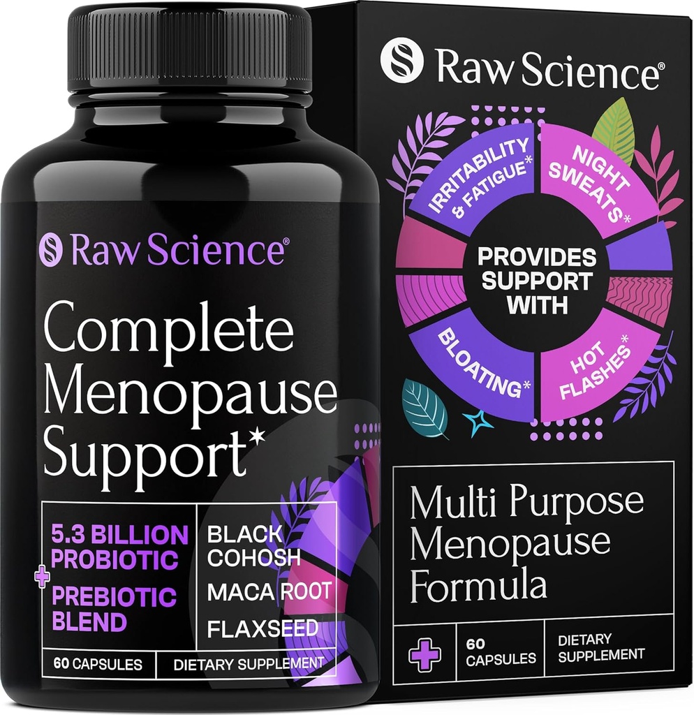 Menopauzes papildinājumi sievietēm - melnais cohosh menopauzes karstās zibspuldzes, nakts sviedes un hormonu balanss ar DIM, Vitex, Dong Quai, sarkanais āboliņš - Complete Menopauze Atbalsts vaginālā veselība, 60 kapsulas