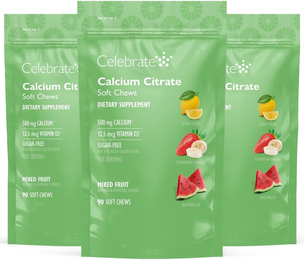 Atzīmējiet vitamīnus Bariatriskā 500 mg Kalcija citrāts Soft košļājamās rotaļlietas ar 500 SV D3 vitamīna – būtiski kuņģa apietu pacientiem un kaulu veselībai - bez cukura un glutēna, augļiem (270 Košļājamās)