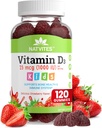 Vitamīns D3 Gumijas bērniem - D vitamīns 1000 SV Pectin Gummy - zemeņu aromatizēts - Kaulu veselība un Imūnās atbalsta papildinājums - ne-GMO, bez lipekļa, vegana, riekstu un piena bez - 120 grāvis (1. iepakojumā)