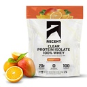 Ascent 100% tīrs sūkalu proteīns pulveris - post Workout, Zero mākslīgie uzliesmotāji un saldinātāji, bez lipekļa, 5.5g BCAA, 2.1g leicīns, essential aminoskābes, Orange Mango, 20 Kalpo