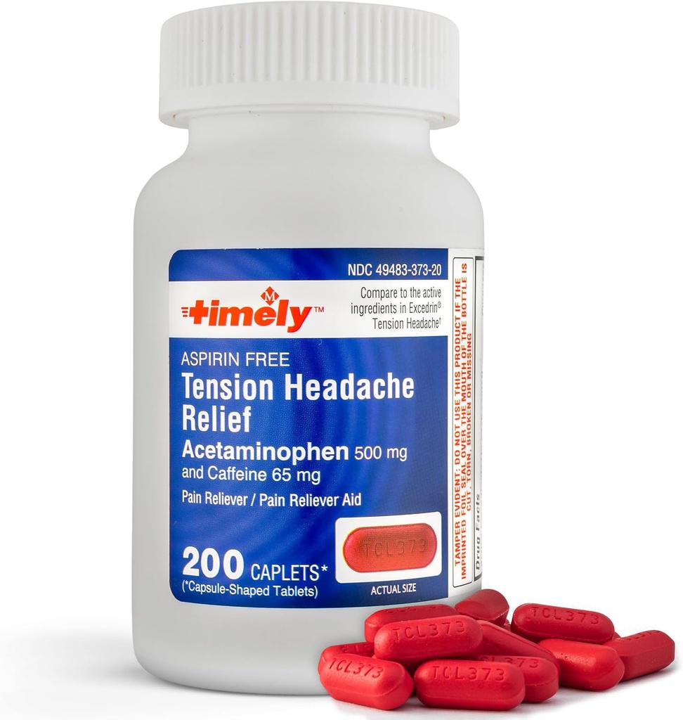 Savlaicīgi - 200 Caplets - spriedze Galvassāpes un sāpes Reliever ar Acetaminofēns 500 mg un kofeīns 65 mg Papildu stiprums galvas, kakla, plecu un ķermeņa sāpes Reliever, bez aspirīna - Ražots ASV
