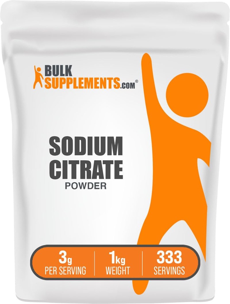 BulkSupplements.com Nātrija citrāts Pulveris - Nātrija citrāts Pārtikas kategorija, Emulgators, Aromatizators - bez lipekļa, 3g uz vienu Kalpo, 1kg (2.2 mārciņas) (1. iepakojums)