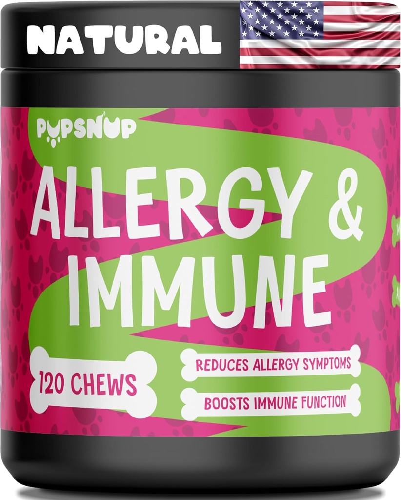 PupSnup- Alerģija un imūnās probiotikas suņiem- Suņu alerģijas chews, Sezonālās alerģiju, Ādas un Coat Papildinājums 120 Soft Chews- Ražots ASV